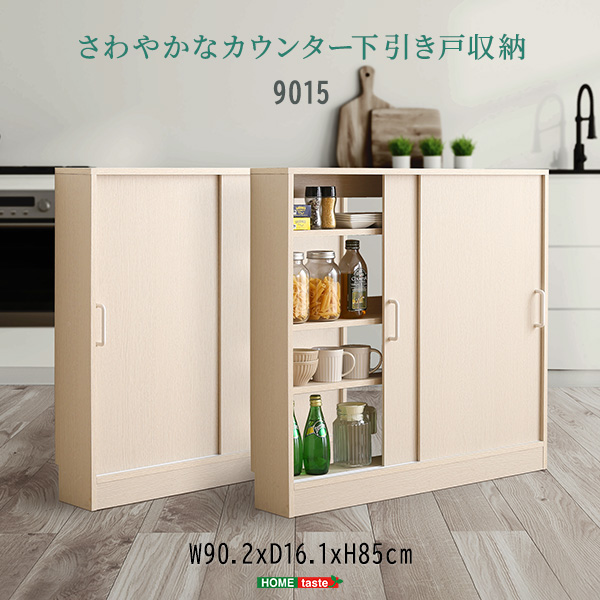 さわやかなカウンター下引き戸収納9015-0