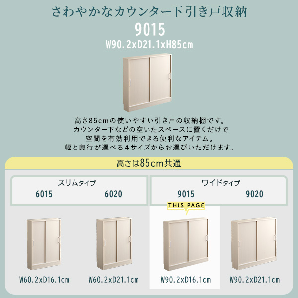 さわやかなカウンター下引き戸収納9015-3