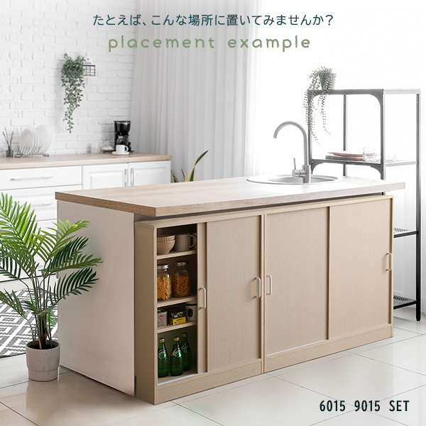 さわやかなカウンター下引き戸収納9015-4