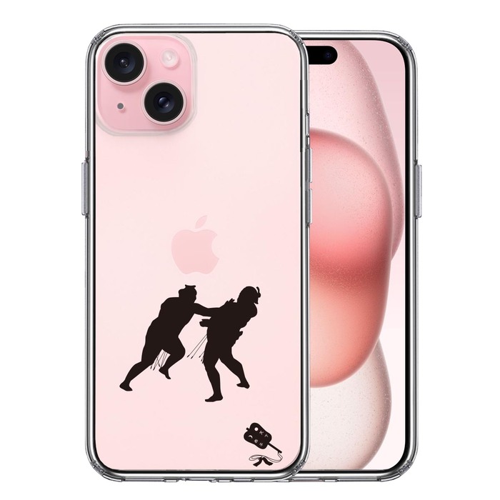 iPhone15Plus ケース クリア 相撲 おすもう 突き出し スマホケース 側面ソフト 背面ハード ハイブリッド -0