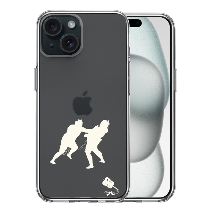 iPhone15Plus ケース クリア 相撲 おすもう 突き出し 白 スマホケース 側面ソフト 背面ハード ハイブリッド -0