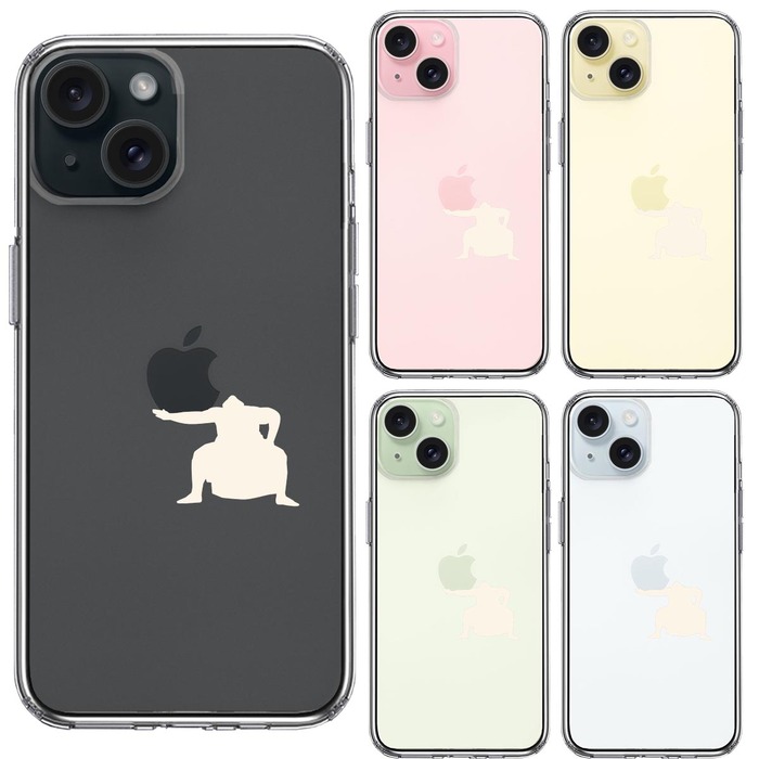 iPhone15Plus ケース クリア おすもうさん 土俵入り 白 スマホケース 側面ソフト 背面ハード ハイブリッド -1