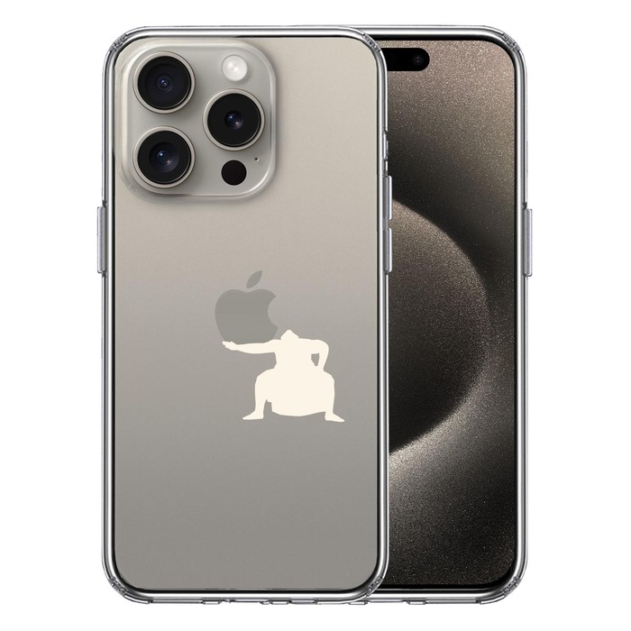 iPhone15Pro ケース クリア おすもうさん 土俵入り 白 スマホケース 側面ソフト 背面ハード ハイブリッド -0