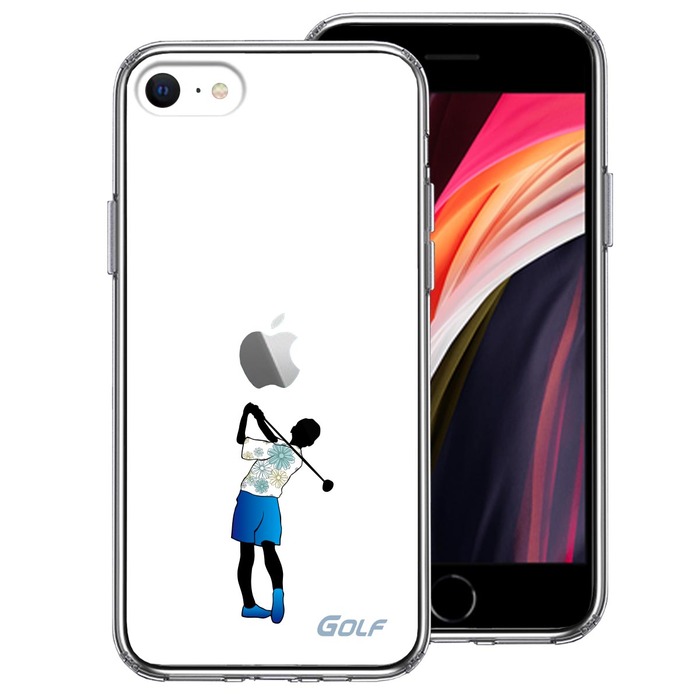 iPhoneSE ケース 第3世代 第2世代 クリア ゴルフ 女子 スマホケース 側面ソフト 背面ハード ハイブリッド -0