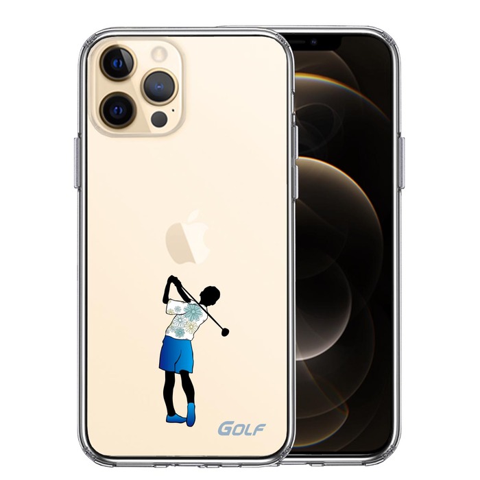 iPhone12Pro ケース クリア ゴルフ 女子 スマホケース 側面ソフト 背面ハード ハイブリッド -0