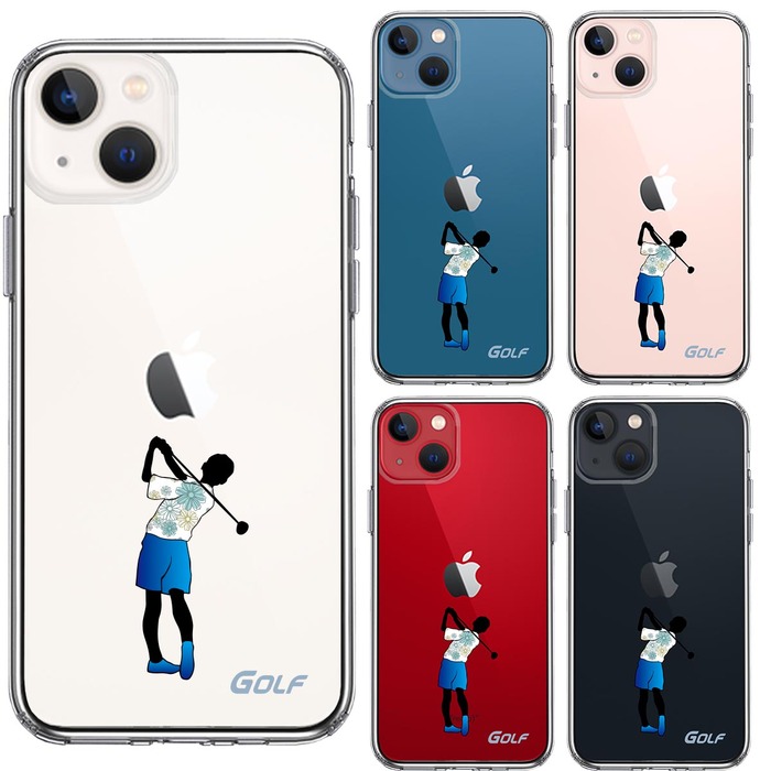 iPhone13 ケース クリア ゴルフ 女子 スマホケース 側面ソフト 背面ハード ハイブリッド -1