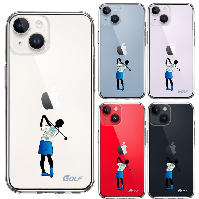 iPhone14Plus ケース クリア ゴルフ 女子 スマホケース 側面ソフト 背面ハード ハイブリッド -1