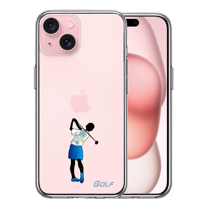 iPhone15 ケース クリア ゴルフ 女子 スマホケース 側面ソフト 背面ハード ハイブリッド -0