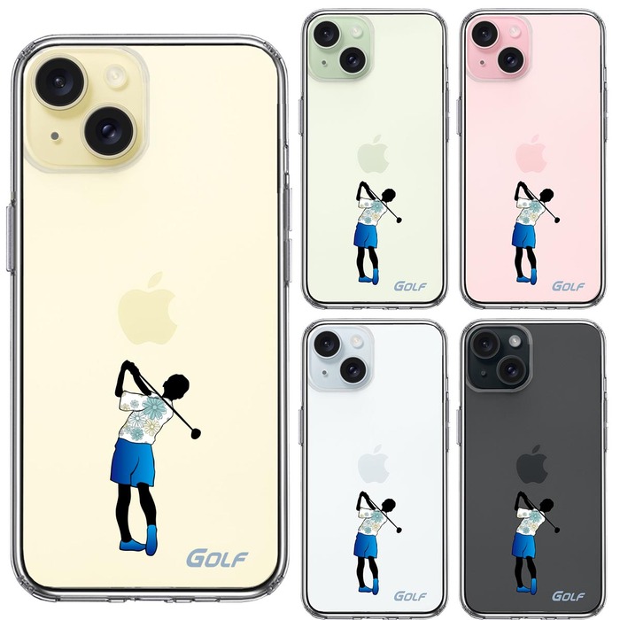 iPhone15 ケース クリア ゴルフ 女子 スマホケース 側面ソフト 背面ハード ハイブリッド -1