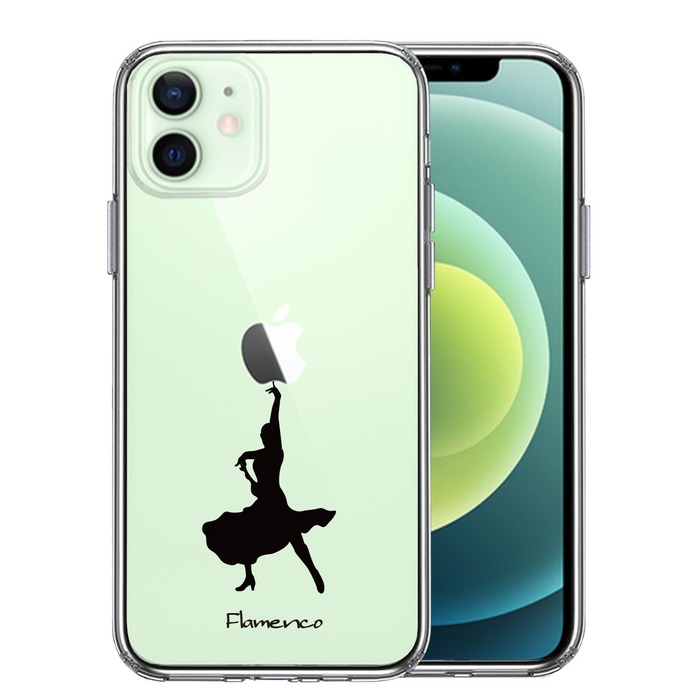 iPhone12 ケース クリア フラメンコ スマホケース 側面ソフト 背面ハード ハイブリッド -0