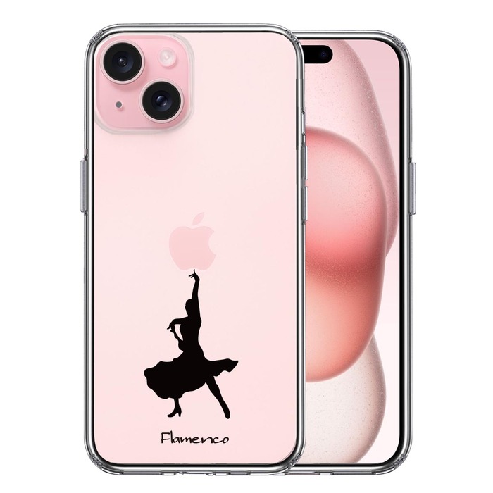 iPhone15Plus ケース クリア フラメンコ スマホケース 側面ソフト 背面ハード ハイブリッド -0