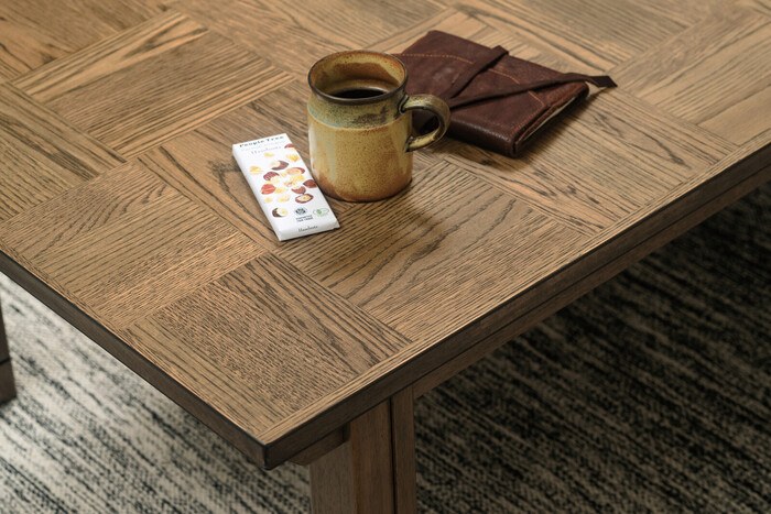 ブロック調天板のヴィンテージ風コタツ 120幅 4人用 継脚1段付き