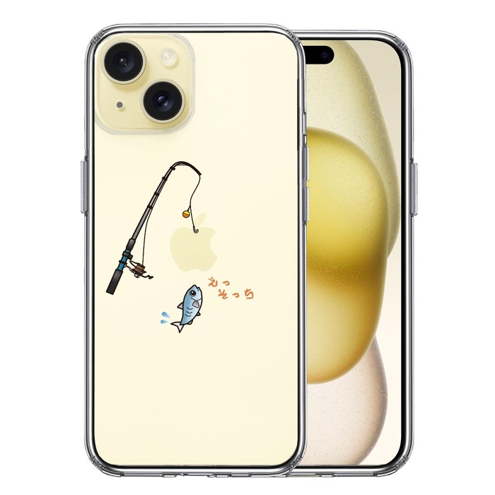iPhone15Plus ケース クリア 魚釣り 釣り竿 スマホケース 側面ソフト 背面ハード ハイブリッド -0