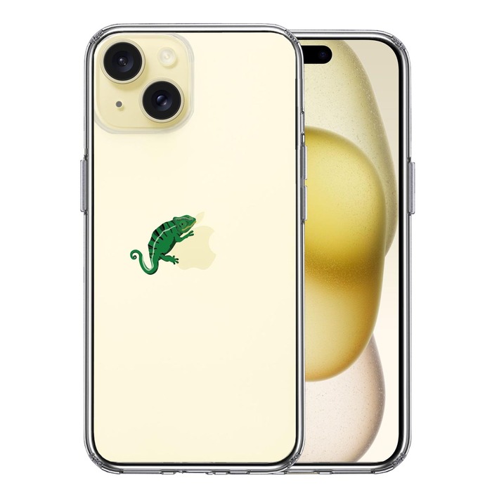 iPhone15Plus ケース クリア カメレオン 2 爬虫類 スマホケース 側面ソフト 背面ハード ハイブリッド -0