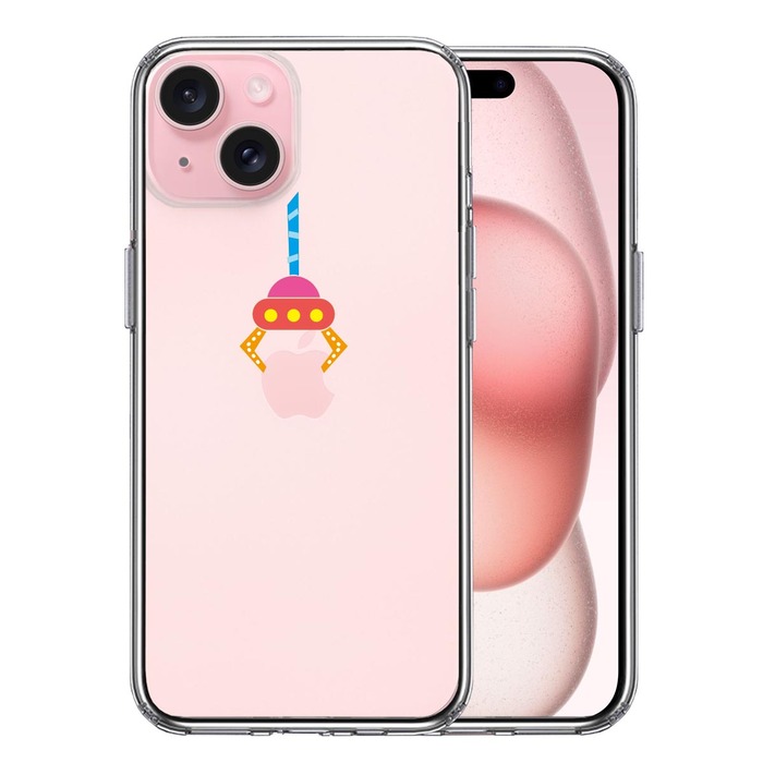 iPhone15Plus ケース クリア UFOキャッチャー りんご キャッチ スマホケース 側面ソフト 背面ハード ハイブリッド -0