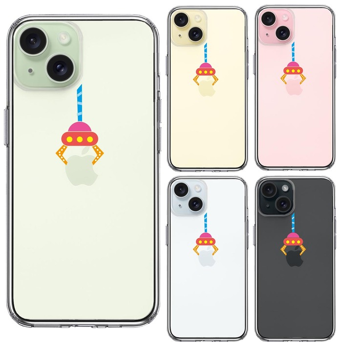 iPhone15Plus ケース クリア UFOキャッチャー りんご キャッチ スマホケース 側面ソフト 背面ハード ハイブリッド -1