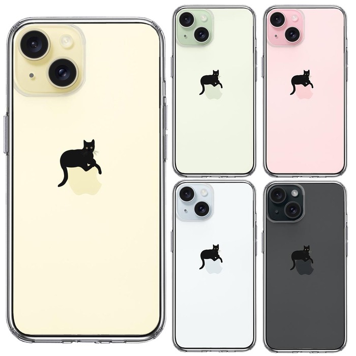 iPhone15 ケース クリア 猫 りんごペチペチ スマホケース 側面ソフト 背面ハード ハイブリッド -1