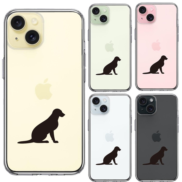 iPhone15 ケース クリア 犬 シルエット ラブラドールレトリバー２ スマホケース 側面ソフト 背面ハード ハイブリッド -1