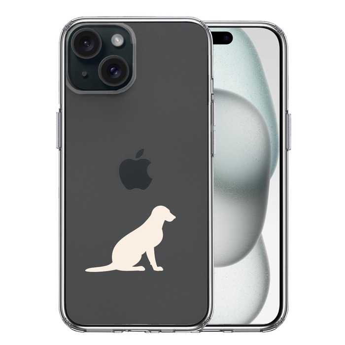 iPhone15 ケース クリア 犬 シルエット ラブラドールレトリバー２ 白 スマホケース 側面ソフト 背面ハード ハイブリッド -0