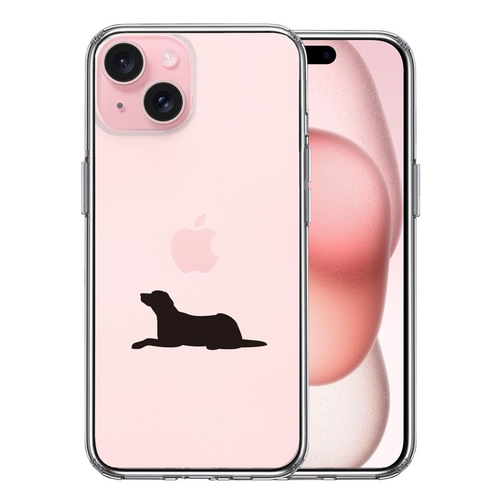 iPhone15 ケース クリア 犬 シルエット ラブラドールレトリバー スマホケース 側面ソフト 背面ハード ハイブリッド -0