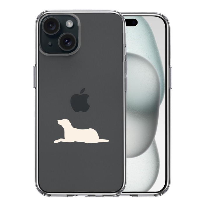 iPhone15 ケース クリア 犬 シルエット ラブラドールレトリバー 白 スマホケース 側面ソフト 背面ハード ハイブリッド -0