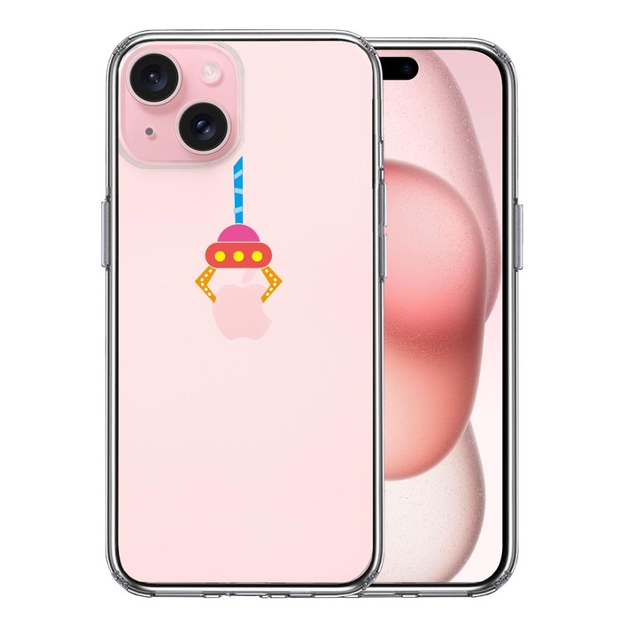 iPhone15 ケース クリア UFOキャッチャー りんご キャッチ スマホケース 側面ソフト 背面ハード ハイブリッド -0