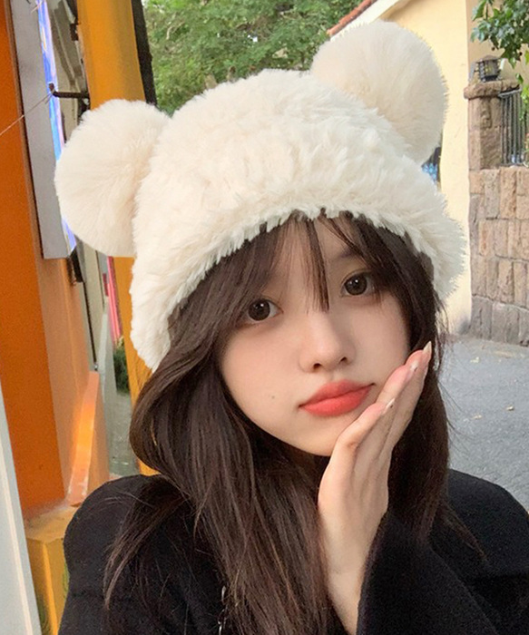 りお　くまさん付きセーターとニット帽＊くまさん付きキャップ＊くま耳帽子 楽天市場】誰でもかわいくオシャレに決まるくま耳ニットキャップ