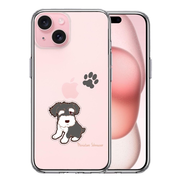 iPhone15Plus ケース クリア シュナウザー 1 スマホケース 側面ソフト 背面ハード ハイブリッド -0
