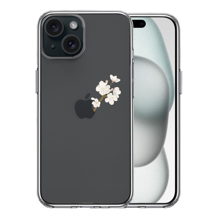 iPhone15Plus ケース クリア りんご に 桜 スマホケース 側面ソフト 背面ハード ハイブリッド -0