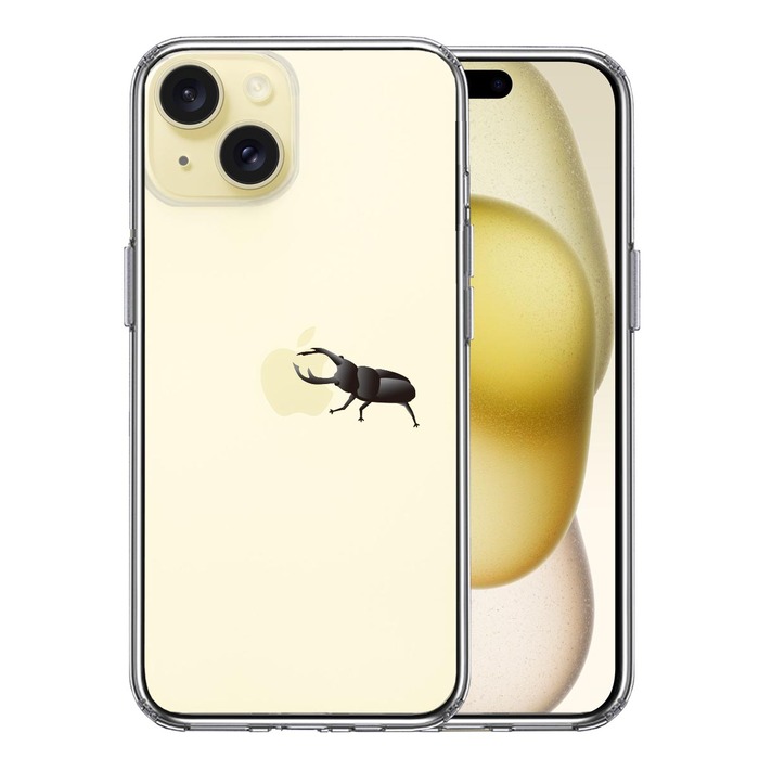iPhone15Plus ケース クリア クワガタムシ 2 昆虫 スマホケース 側面ソフト 背面ハード ハイブリッド -0