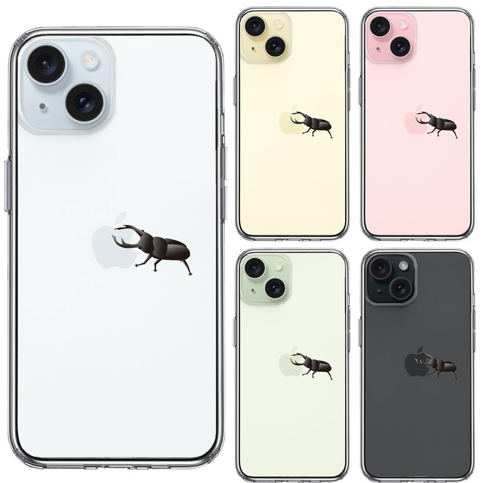 iPhone15Plus ケース クリア クワガタムシ 2 昆虫 スマホケース 側面ソフト 背面ハード ハイブリッド -1