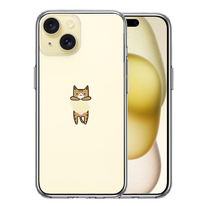 iPhone15Plus ケース クリア ぶらさがり にゃんこ 1 スマホケース 側面ソフト 背面ハード ハイブリッド -0