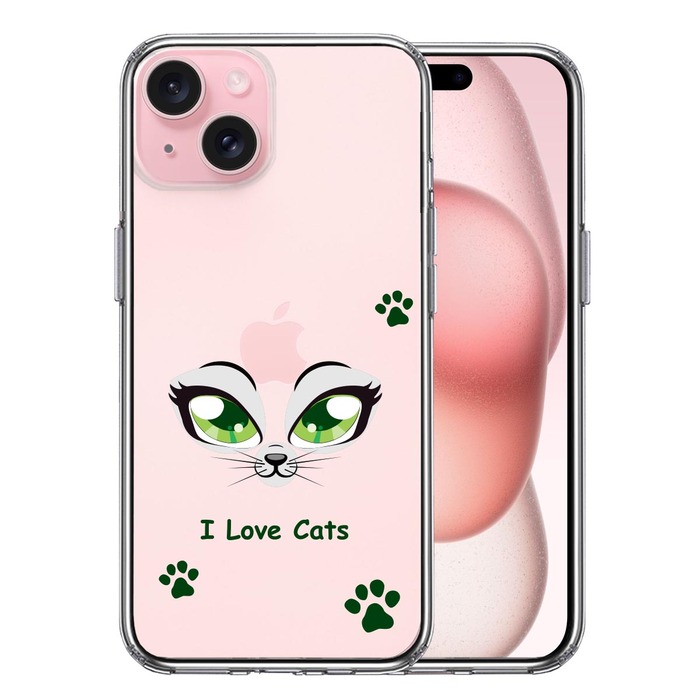iPhone15Plus ケース クリア レイディー 猫 cats スマホケース 側面ソフト 背面ハード ハイブリッド -0