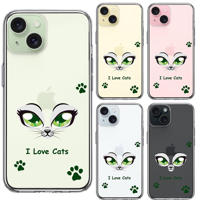 iPhone15Plus ケース クリア レイディー 猫 cats スマホケース 側面ソフト 背面ハード ハイブリッド -1