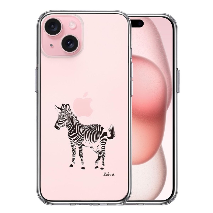 iPhone15Plus ケース クリア シマウマ ゼブラ ZEBRA 2 スマホケース 側面ソフト 背面ハード ハイブリッド -0