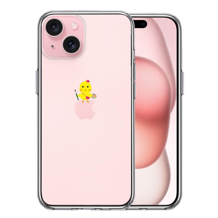 iPhone15Plus ケース クリア ひよこ 雛 絵描き 画伯 スマホケース 側面ソフト 背面ハード ハイブリッド -0