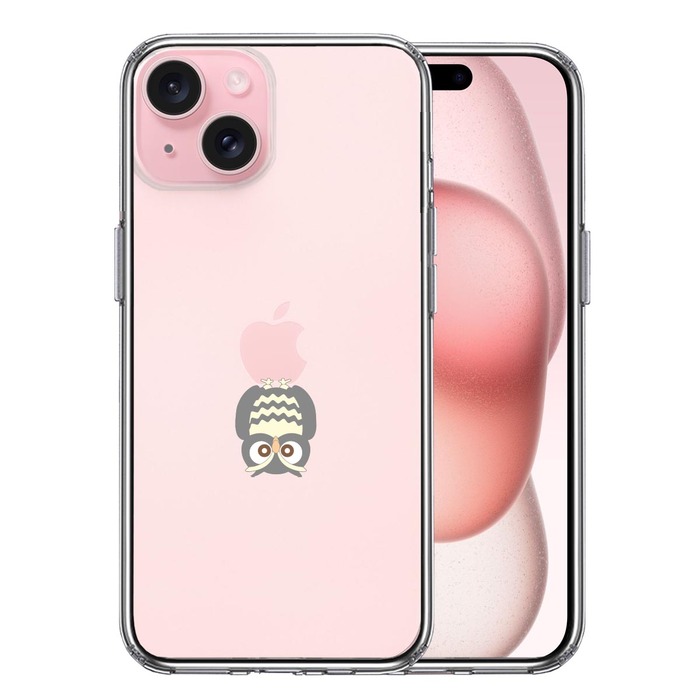 iPhone15Plus ケース クリア ふくろう 一休み スマホケース 側面ソフト 背面ハード ハイブリッド -0