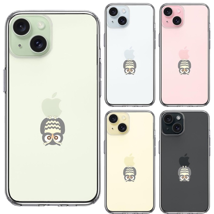 iPhone15Plus ケース クリア ふくろう 一休み スマホケース 側面ソフト 背面ハード ハイブリッド -1