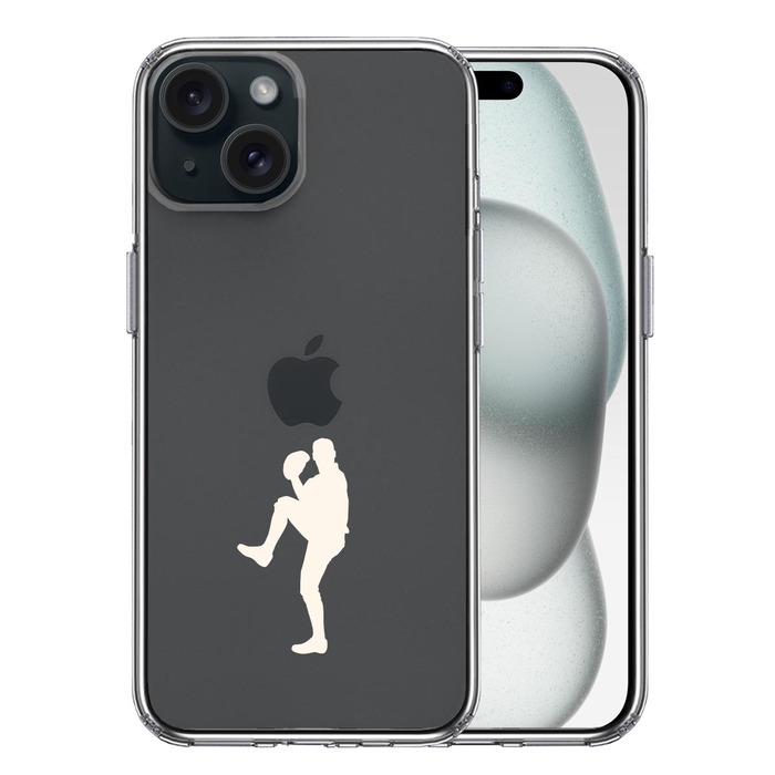 iPhone15Plus ケース クリア 野球 ピッチャー ホワイト スマホケース 側面ソフト 背面ハード ハイブリッド -0