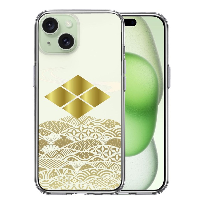 iPhone15 ケース クリア 武田信玄 武田菱 スマホケース 側面ソフト 背面ハード ハイブリッド -0