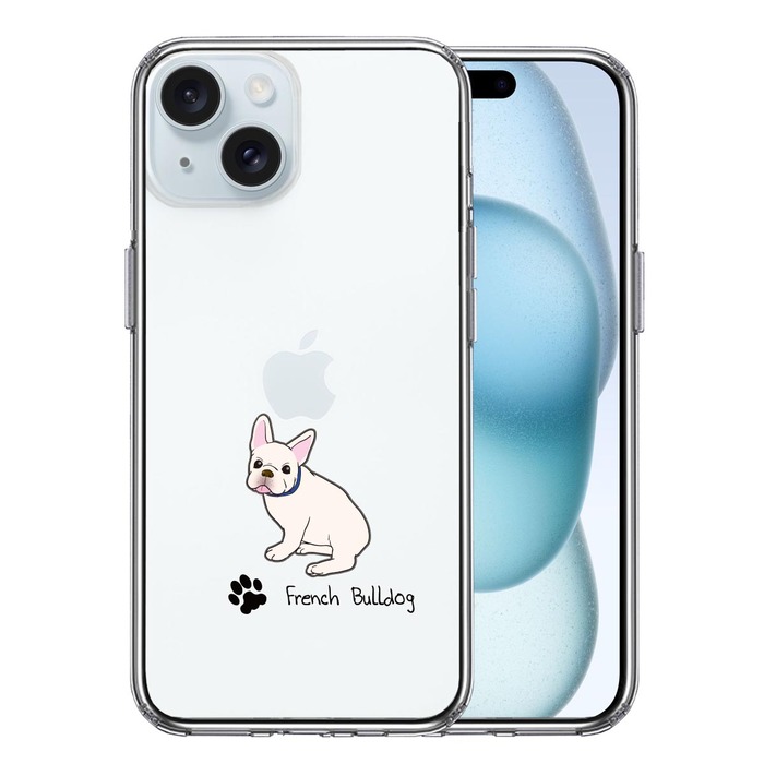 iPhone15 ケース クリア フレンチブルドック 2 スマホケース 側面ソフト 背面ハード ハイブリッド -0