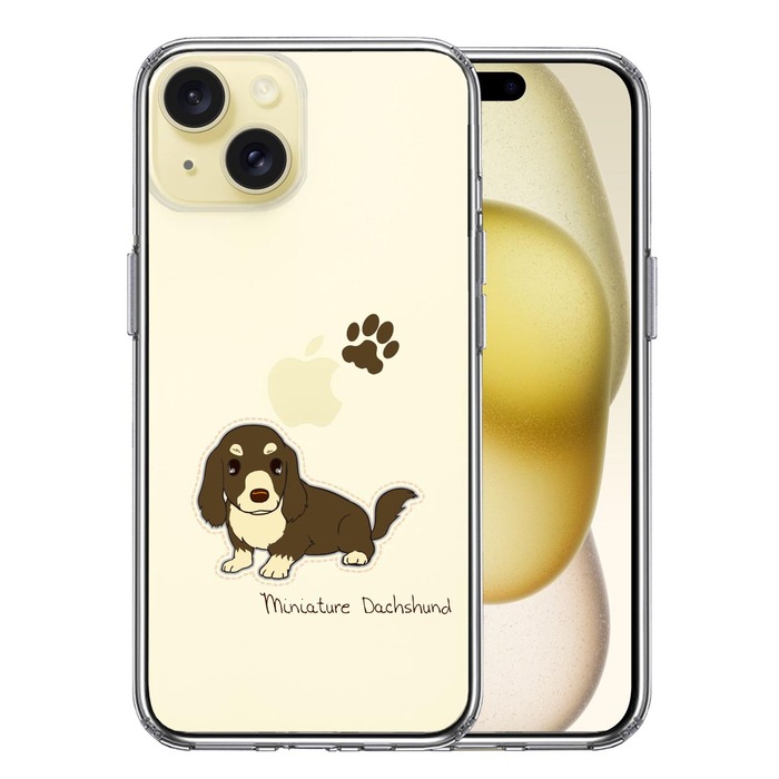iPhone15 ケース クリア ダックスフント 1 スマホケース 側面ソフト 背面ハード ハイブリッド -0