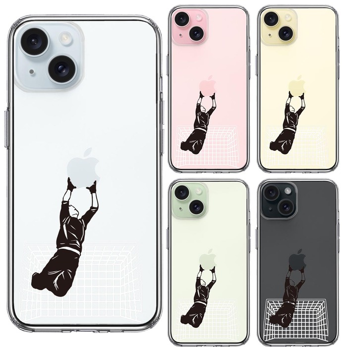iPhone15 ケース クリア サッカーGK ジャンピングキャッチ スマホケース 側面ソフト 背面ハード ハイブリッド -1