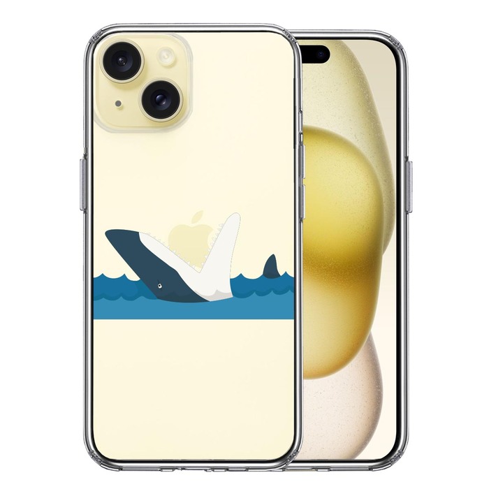 iPhone15 ケース クリア 鮫 サメ りんご パックン スマホケース 側面ソフト 背面ハード ハイブリッド -0
