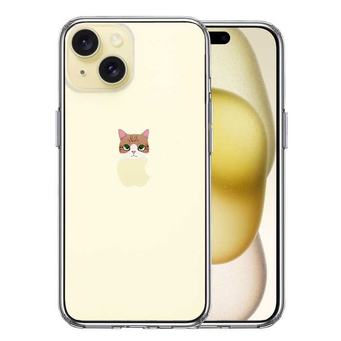 iPhone15 ケース クリア のっかり ネコ 3 スマホケース 側面ソフト 背面ハード ハイブリッド -0