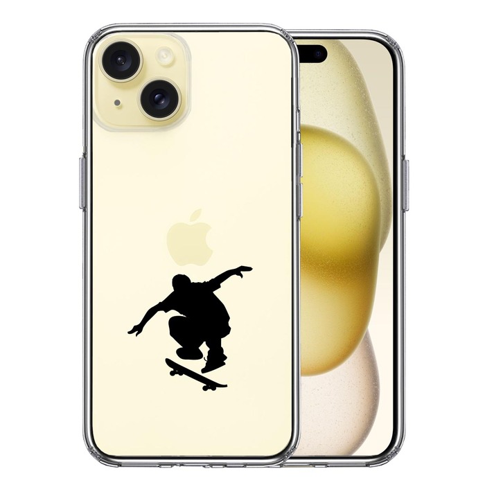 iPhone15 ケース クリア スケートボード スマホケース 側面ソフト 背面ハード ハイブリッド -0