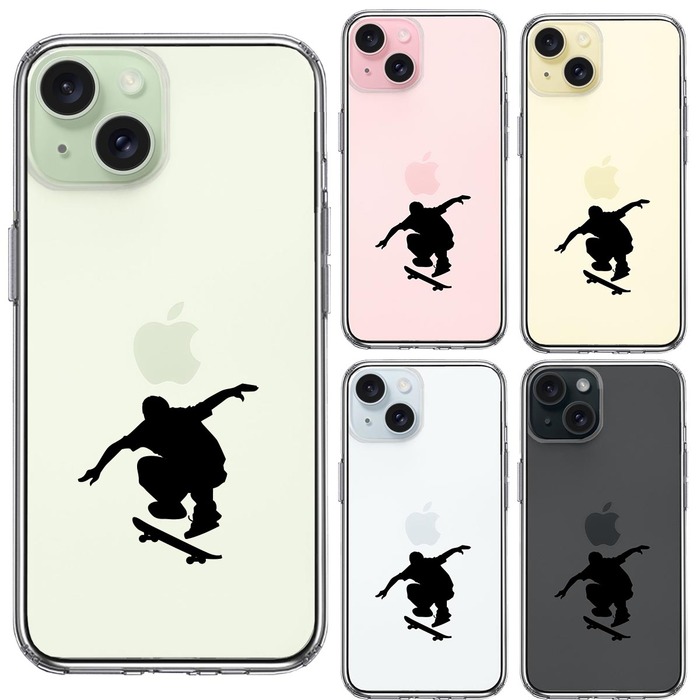 iPhone15 ケース クリア スケートボード スマホケース 側面ソフト 背面ハード ハイブリッド -1