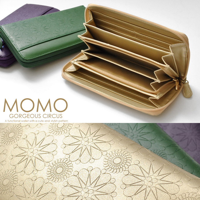 momo購入ページ 長財布 MOMO 牛革型押しラウンドファスナー長財布 AN 3169 3色