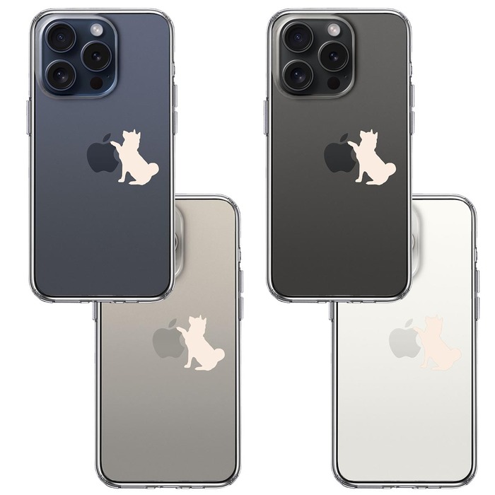 iPhone15Pro ケース クリア わんこ お手！ ホワイト スマホケース 側面ソフト 背面ハード ハイブリッド -1