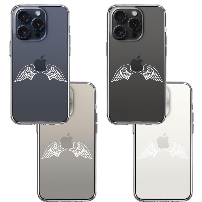 iPhone15Pro ケース クリア エンジェル 翼ウィング 白 スマホケース 側面ソフト 背面ハード ハイブリッド -1